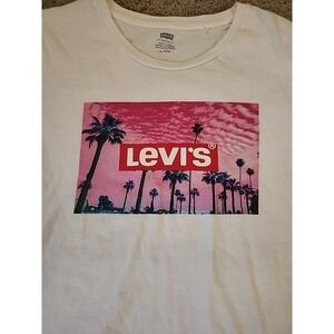 Levi's Short Sleeve Palm Tree Graphic Logo Cotton T-Shirt Women's Size XL
